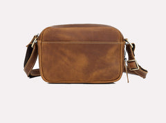 Brown Mens Small Leather Crossbody Bag 