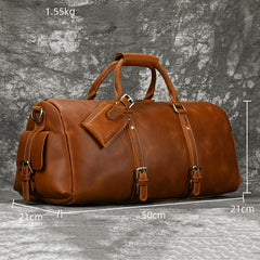 Brown Leather Weekender Bag for Men Vintage Leather Weekend Bag for Men - iwalletsmen