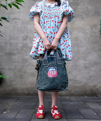 Blue Jean Vertical Tote Bag Denim Tote Handbag Denim Tote Bag Blue Denim Tote Shoulder Bag - Feltify