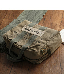 Khaki Canvas Mens Pilot Bag Canvas WWII Bag Canvas Army Weekender Bag Travel Bag for Men