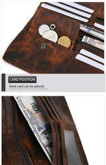 Brown Leather Wallet with Buckle for Men Buckle Mens Wallets with Coin Pocket - iwalletsmen
