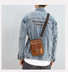 Brown Leather Belts Pouches Small Leather Pouch for Belt Leather Belt Loop Pouch - iwalletsmen