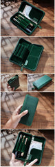 Green Leather Fountain Pen Case Luxury Leather Pen Case - iwalletsmen