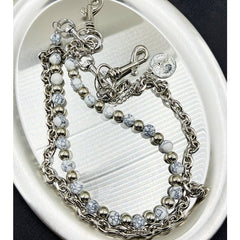 White Turquoise Beaded Wallet Chain Ball Wallet Chain Double Wallet Chain - iChainWallets