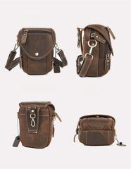 Leather Phone Belt Pouch Brown Mens Belt Pouch Leather Belt Phone Pouch - iwalletsmen