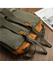 Army Green Canvas Mens Backpacks Canvas Satchel Backpack Canvas Army Backpack for Men