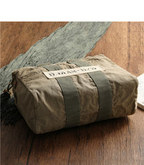 Khaki Canvas Mens Pilot Bag Canvas WWII Bag Canvas Army Weekender Bag Travel Bag for Men