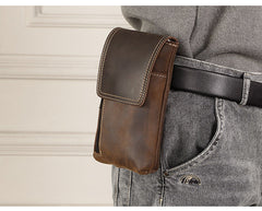 Brown Leather Belt Phone Pouch