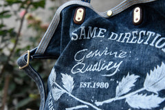 Blue Denim Tote Handbag Denim Tote Bag Blue Denim Tote Shoulder Bag Jean Tote Bag - Feltify