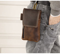 Brown Leather Phone Belt Pouch - iwalletsmen