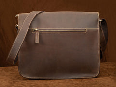 Brown Leather Messenger Bag - Close-up