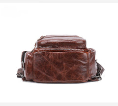 Large Leather Sling Bag for Big Guys - Adjustable Strap