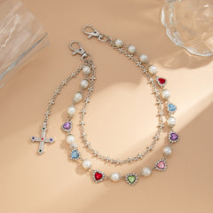 Pearl Wallet Chain for Women Gold Wallet Chain Womens Wallet Chain with Heart - iChainWallets