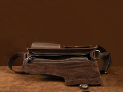 Brown Leather Messenger Bag - Feature