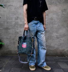 Blue Jean Vertical Tote Bag Denim Tote Handbag Denim Tote Bag Blue Denim Tote Shoulder Bag - Feltify