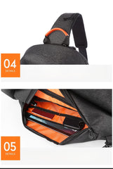 Cool Black Large Sling Bag For Men Waterproof Oxford Fabric Fashion Chest Bag For Big Men