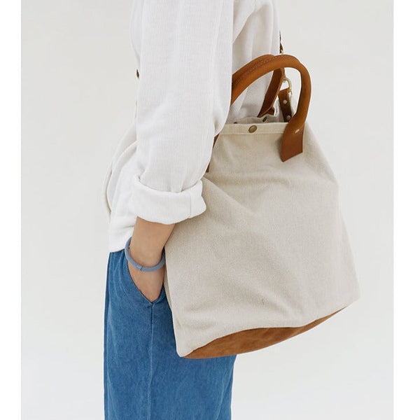 White Gray Canvas Tote Bags Canvas 