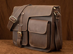 Brown Leather Messenger Bag - Style