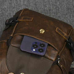 Leather Large Sling Backpack - Close-up Detail
