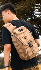 Khaki Tactical Canvas mens large sling backpack