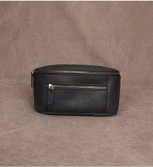 Dark Brown Leather Waist Bag for Men 