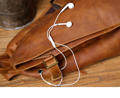 Large leather sling bag - bag opening and internal view
