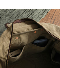 Khaki Canvas Mens Pilot Bag Canvas WWII Bag Canvas Army Weekender Bag Travel Bag for Men