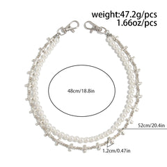 Pearl Wallet Chain for Women Double Wallet Chain Cross Wallet Chain - iChainWallets