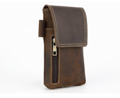 Brown Leather Belt Phone Pouch Mens Belt Pouch Leather Phone Belt Pouch - iwalletsmen