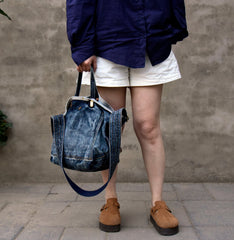 Blue Denim Tote Handbag Denim Tote Bag Blue Denim Tote Shoulder Bag Jean Tote Bag - Feltify