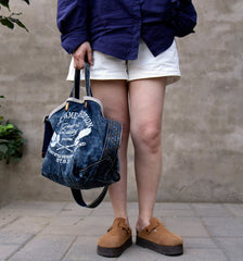 Blue Denim Tote Handbag Denim Tote Bag Blue Denim Tote Shoulder Bag Jean Tote Bag - Feltify