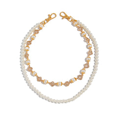 Pearl Wallet Chain Womens Flower Double Wallet Chain Gold Beaded Wallet Chain for Women - iChainWallets