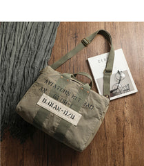 Army Green Canvas Mens Pilot Bag Canvas WWII Bag Canvas Army Weekender Bag Travel Bag for Men