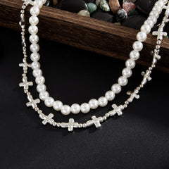 Cross Wallet Chain Pearl Wallet Chain Women Wallet Chain Double Wallet Chain - iChainWallets