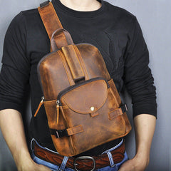 Leather Large Sling Backpack - Side View