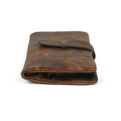 Brown Leather Wallet with Buckle for Men Buckle Mens Wallets with Coin Pocket - iwalletsmen
