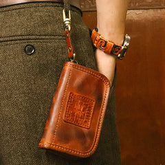 Leather Key Holder Leather Key Holder Wallet Key Fob Case Zipper Key Wallet For Men