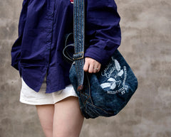 Blue Denim Tote Handbag Denim Tote Bag Blue Denim Tote Shoulder Bag Jean Tote Bag - Feltify