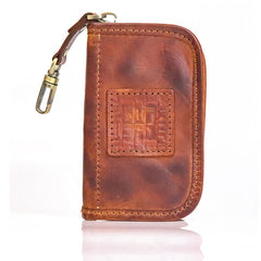 Leather Key Holder Leather Key Holder Wallet Key Fob Case Zipper Key Wallet For Men