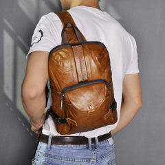 Large Leather Sling Bag for Big Guys - Strap Detail