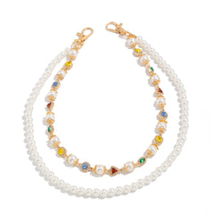 Pearl Wallet Chains Womens Double Wallet Chain Gold Beaded Wallet Chain for Women - iChainWallets