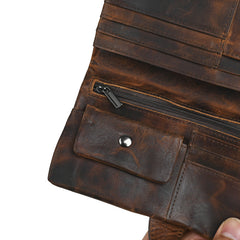 Brown Leather Wallet with Buckle for Men Buckle Mens Wallets with Coin Pocket - iwalletsmen