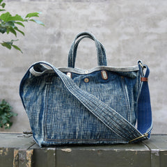 Blue Denim Tote Handbag Washed Denim Tote Bag Stone Washed Denim Tote Shoulder Bag - Feltify