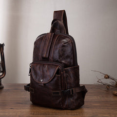 Leather Large Sling Backpack - Crossbody View
