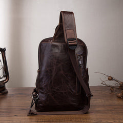 Large Leather Sling Bag for Big Guys - Multiple Angle