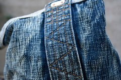 Blue Denim Tote Handbag Washed Denim Tote Bag Stone Washed Denim Tote Shoulder Bag - Feltify