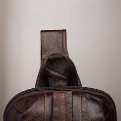 Large Leather Sling Bag for Big Guys - Leather Texture