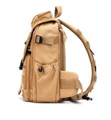 Side Khaki Tactical Canvas mens large sling backpack