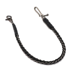 Cool Black Braided Wallet Chains With Hook Handmade Silver Leather Biker Pants Chain For Men