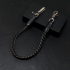 Best Black Braided Wallet Chains With Hook Handmade Leather Biker Pants Chain For Men